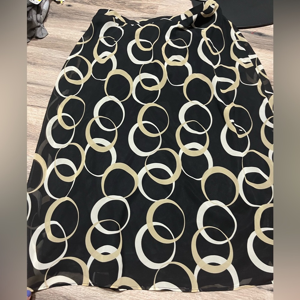 Chic Vintage Black Circle Patterned Skirt- pull on style size L